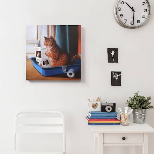 Empire Art Direct 18" x 18" Cat on a Throne Graphic Art Print on Gallery Wrapped Canvas Wall Art